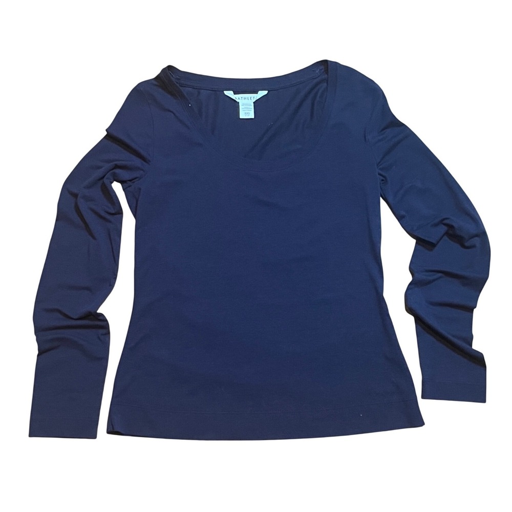 Athleta Long Sleeve Undershirt Women XXS Navy Blue Scoop Neck Layering Top